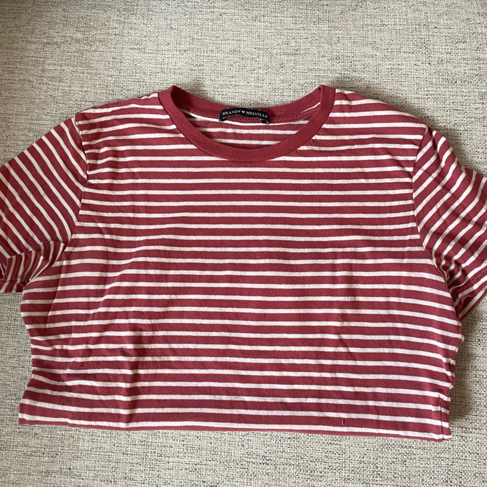 Brandy Melville pink/red and white striped tee